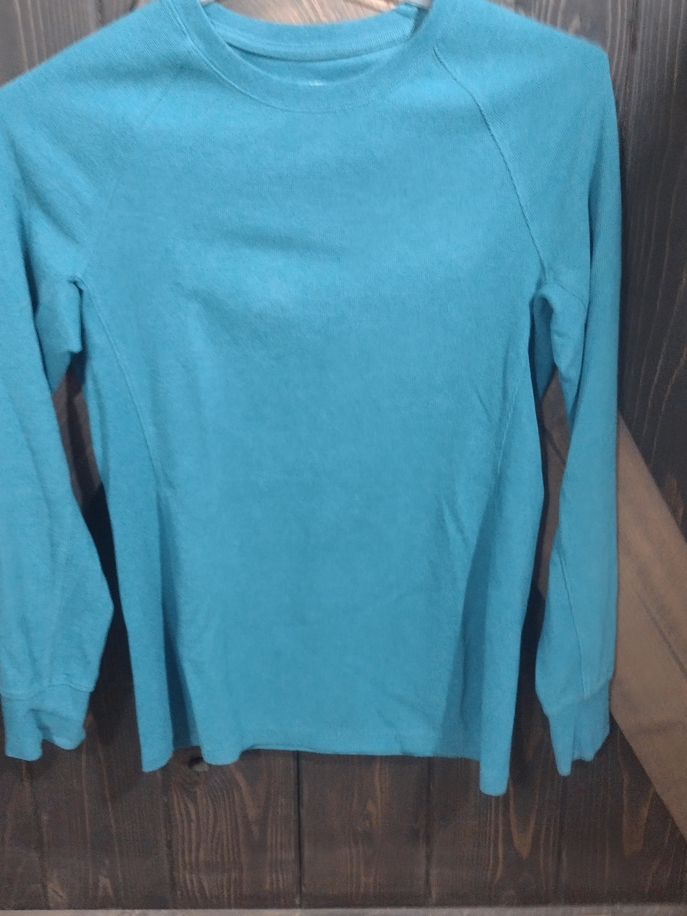 Duluth Trading Co Teal Blue Long Sleeve Crewneck Top